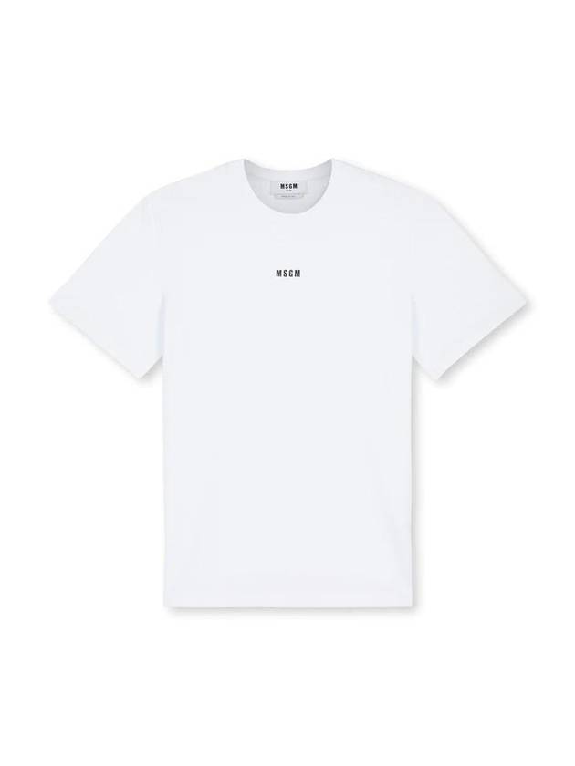 Micro Brushed Logo Print Short Sleeve T-Shirt White - MSGM - BALAAN 1