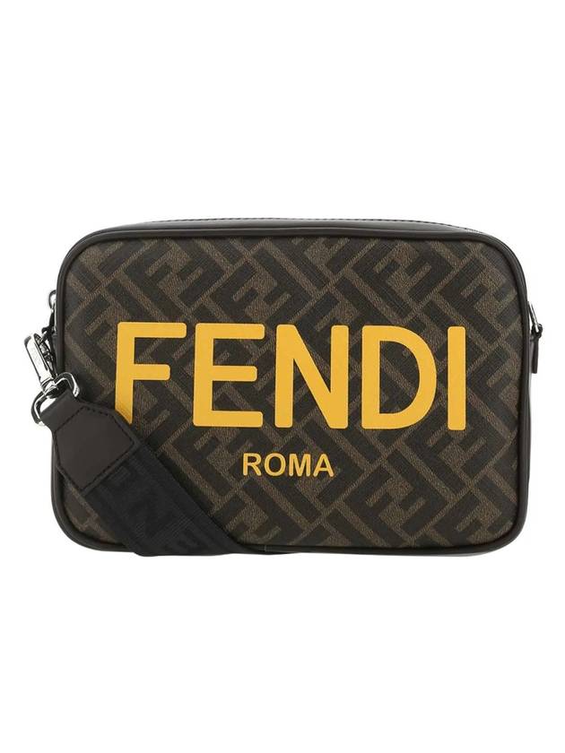 Yellow Logo FF Fabric Camera Cross Bag Brown - FENDI - BALAAN 1