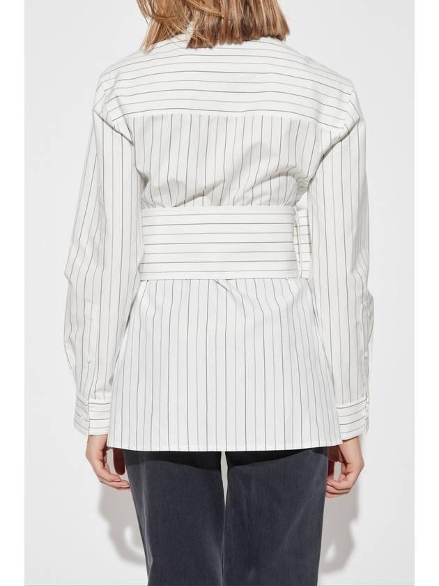 Burberry Shirt With Wide Belt, Women's, White - BURBERRY - BALAAN 4