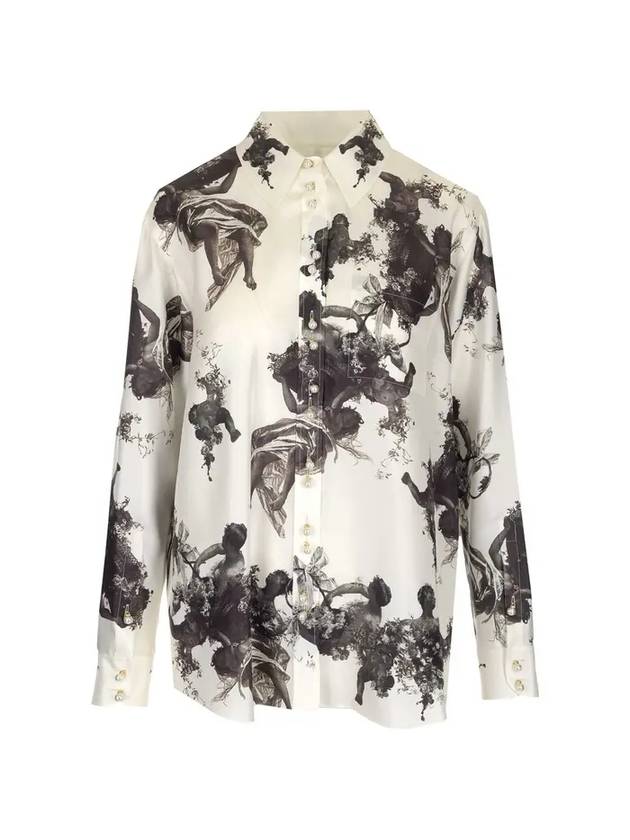 angel print long sleeve blouse white black - BURBERRY - BALAAN 1