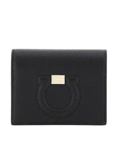 Gancini Logo Half Wallet Black - SALVATORE FERRAGAMO - BALAAN 2