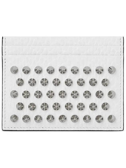 Chios Spike Card Wallet White - CHRISTIAN LOUBOUTIN - BALAAN 1