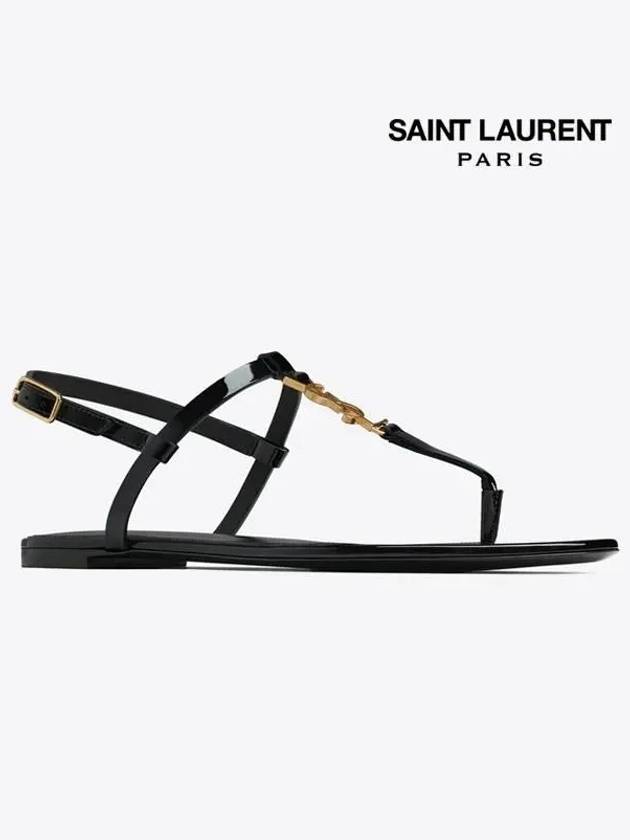 Women's Monogram Cassandra Sandals Black - SAINT LAURENT - BALAAN 4