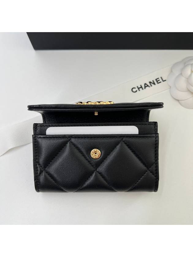 19 Gold Hardware Lambskin Flap Card Wallet Black - CHANEL - BALAAN 7