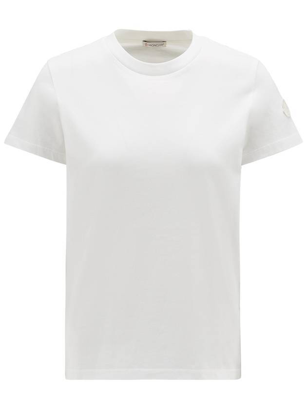 Women's Logo Patch Cotton Short Sleeve T-Shirt Off White - MONCLER - BALAAN 1