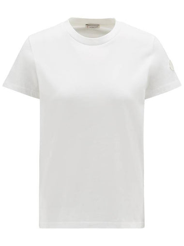 Women's Logo Patch Cotton Short Sleeve T-Shirt Off White - MONCLER - BALAAN 1