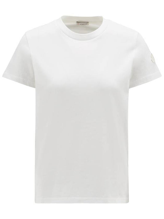 Women's Logo Patch Cotton Short Sleeve T-Shirt Off White - MONCLER - BALAAN 1