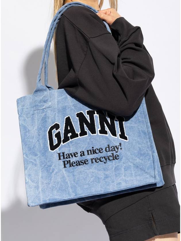 Logo Tote Bag Shoulder Bag Light Blue Women's - GANNI - BALAAN 2