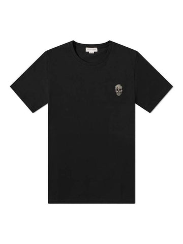 Skull Logo Embroidery Short Sleeve T-Shirt Black - ALEXANDER MCQUEEN - BALAAN 1