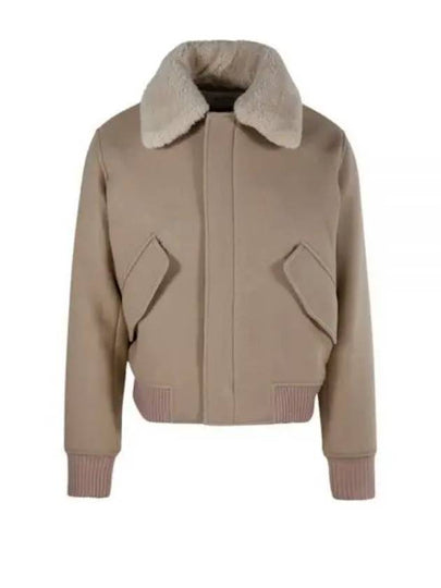 Shearling Collar Jacket Champagne - AMI - BALAAN 2