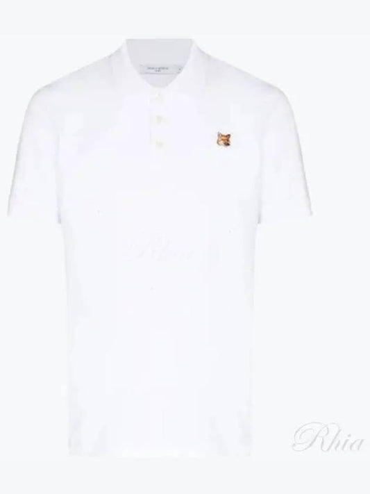 Fox Head Patch Cotton Polo Shirt White - MAISON KITSUNE - BALAAN 2