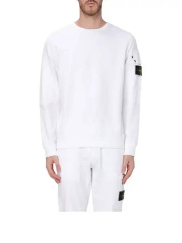 Brushed Organic Cotton Fleece Sweatshirt White - STONE ISLAND - BALAAN 2