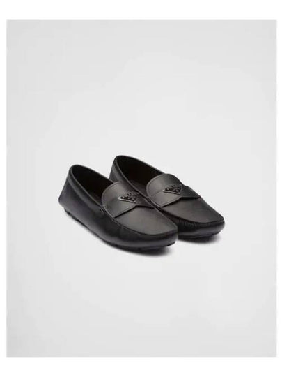 Triangle Logo Saffiano Driving Loafers Black - PRADA - BALAAN 2