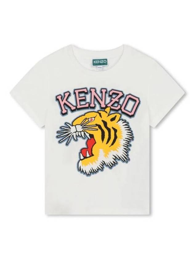 Kids Logo Print Short Sleeve T-Shirt White - KENZO - BALAAN 1