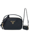 Logo Odette Leather Mini Shoulder Bag Black - PRADA - BALAAN 2