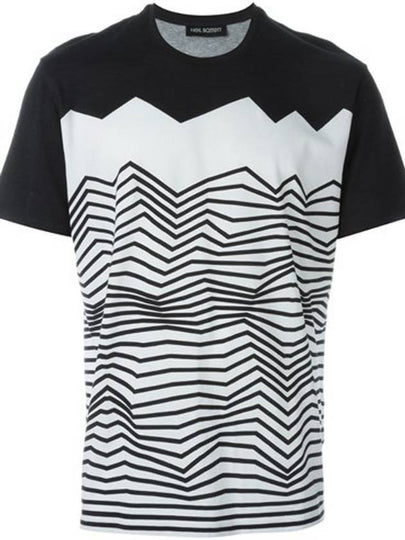 Zigzag intarsia printing t shirt navy BJT72I A539S 1118 - NEIL BARRETT - BALAAN 2