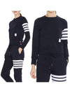 Engineered 4 Bar Stripe Loopback Jersey Knit Crewneck Sweatshirt Navy - THOM BROWNE - BALAAN 2