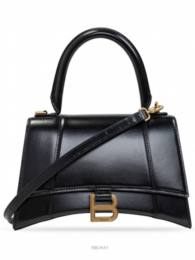 Hourglass Small Tote Bag in Shiny Box Calfskin Black - BALENCIAGA - BALAAN 2