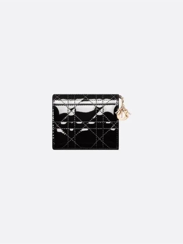 Lady Lotus Patent Cannage Half Wallet Black - DIOR - BALAAN 4