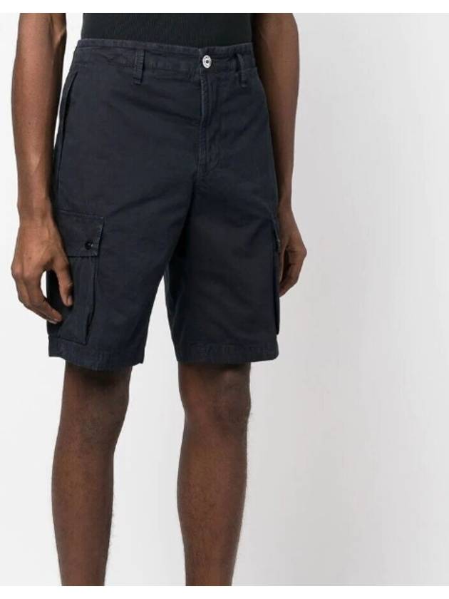 Men's Logo Patch Cargo Bermuda Shorts Blue - STONE ISLAND - BALAAN 4