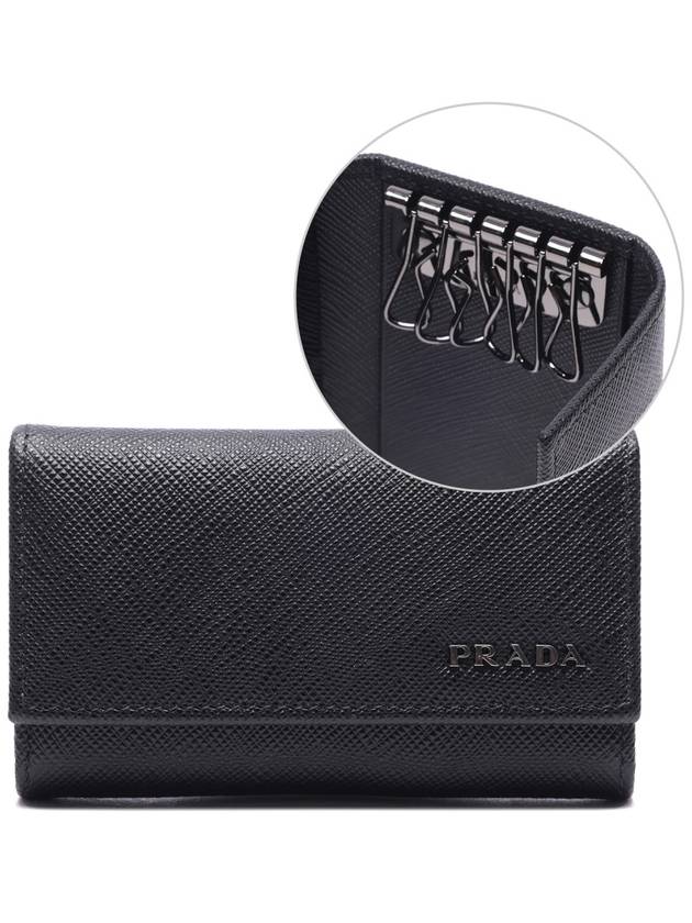 Logo Saffiano Key Holder Black - PRADA - BALAAN 3