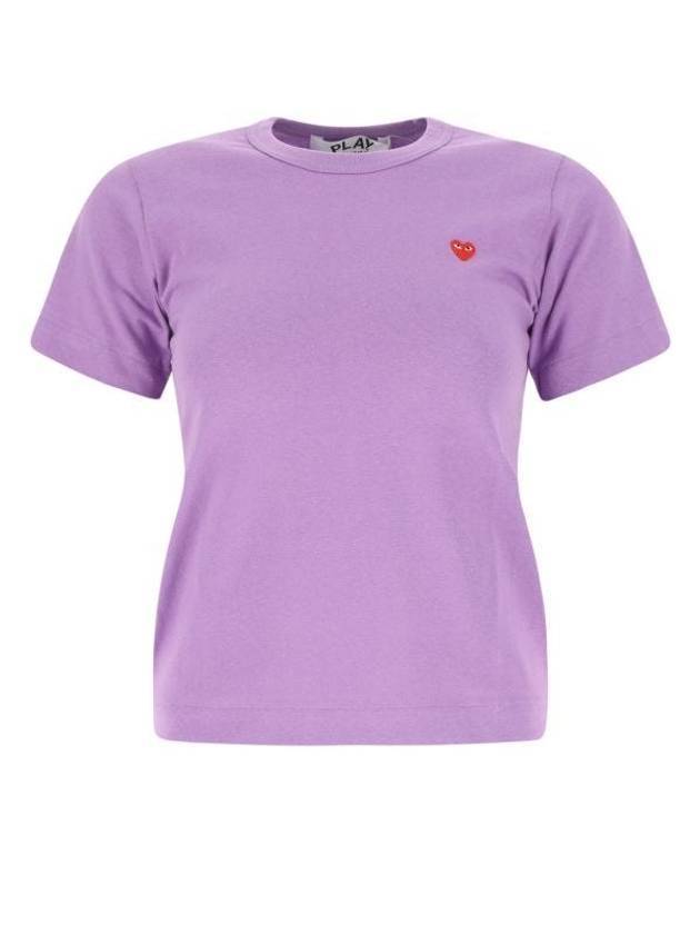 Women's Small Red Heart Logo Short Sleeve T-Shirt P1 T313 4 Purple - COMME DES GARCONS PLAY - BALAAN 1