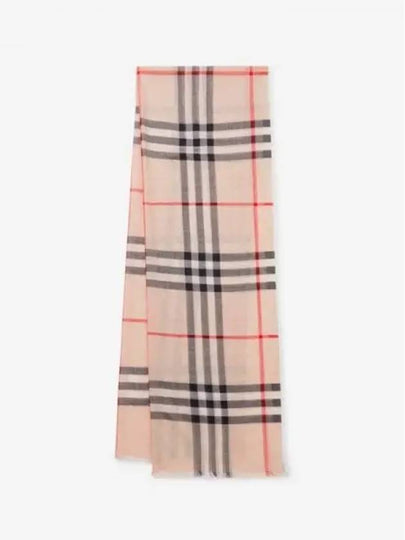 Light Check Wool Silk Muffler Stone - BURBERRY - BALAAN 2