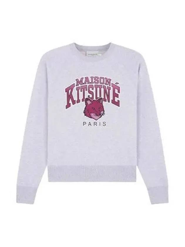 Campus Fox Print Cotton Sweatshirt Light Grey Melange - MAISON KITSUNE - BALAAN 2