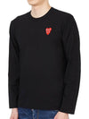 Play Double Heart Waffen Long Sleeve T-Shirt Black - COMME DES GARCONS - BALAAN 3