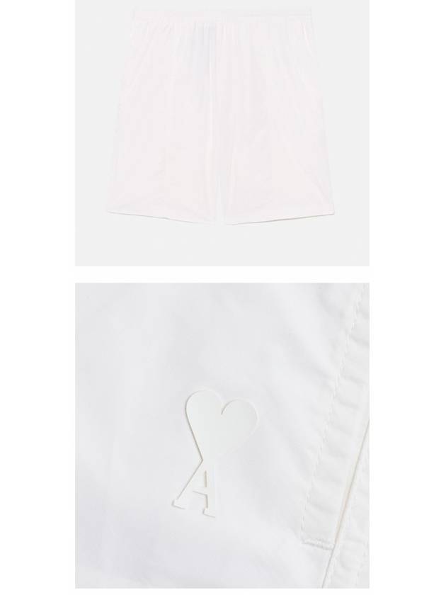 Pocket Heart Logo Swim Shorts White - AMI - BALAAN 5