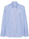 Handwriting Casual Striped Long Sleeve Shirt Sky Blue - MAISON KITSUNE - BALAAN 1