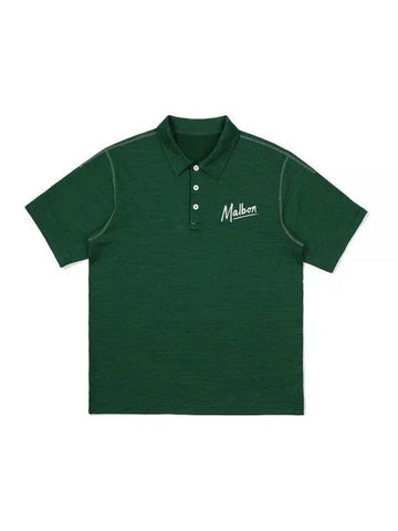 Color Stitch Point Collar T-Shirt GREEN MAN M3221PTS25GRN - MALBON GOLF - BALAAN 1