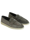 Triangle Logo Suede Loafers Grey - PRADA - BALAAN 2