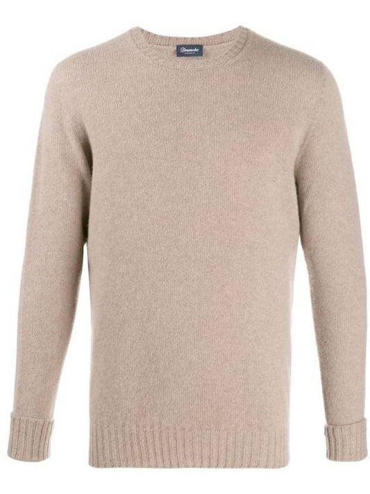 Crew Neck Lambswool Knit Top Beige - DRUMOHR - BALAAN 1