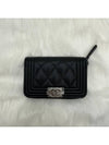 Women s Boy Zipper Wallet Logo Leather Card Black Silver - CHANEL - BALAAN 1