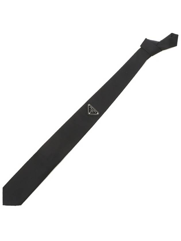 Men's Triangle Logo Re-Nylon Gabardine Tie Black - PRADA - BALAAN.