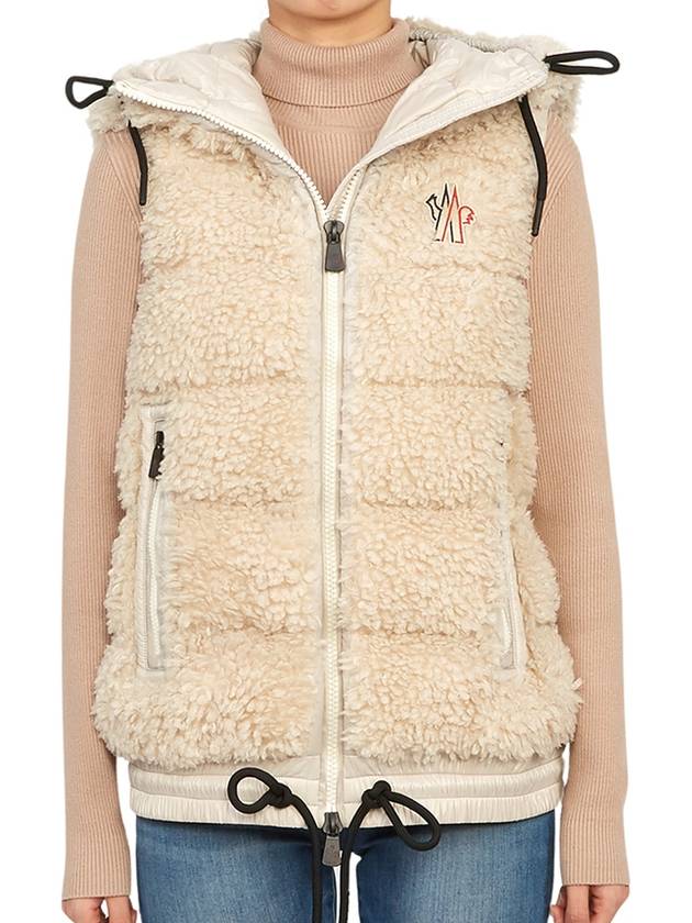 Grenoble Logo Down Vest Cream - MONCLER - BALAAN 3