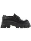 Monolith Brushed Leather Loafers Black - PRADA - BALAAN 3