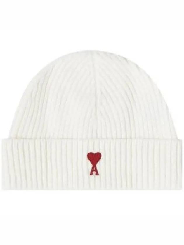 Heart Logo Wool Beanie White - AMI - BALAAN 2