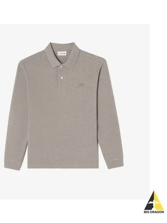 Men s Sweaterlike Long Sleeve Polo Light Brown - LACOSTE - BALAAN 1