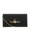 Salvatore Gancini Metal Buckle Clutch Bag Black - SALVATORE FERRAGAMO - BALAAN.