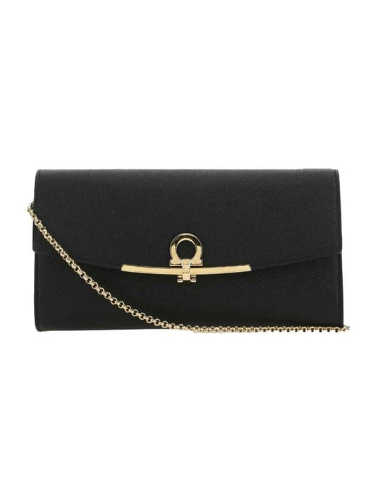 Gancini Metal Buckle Shoulder Bag Black - SALVATORE FERRAGAMO - BALAAN 1