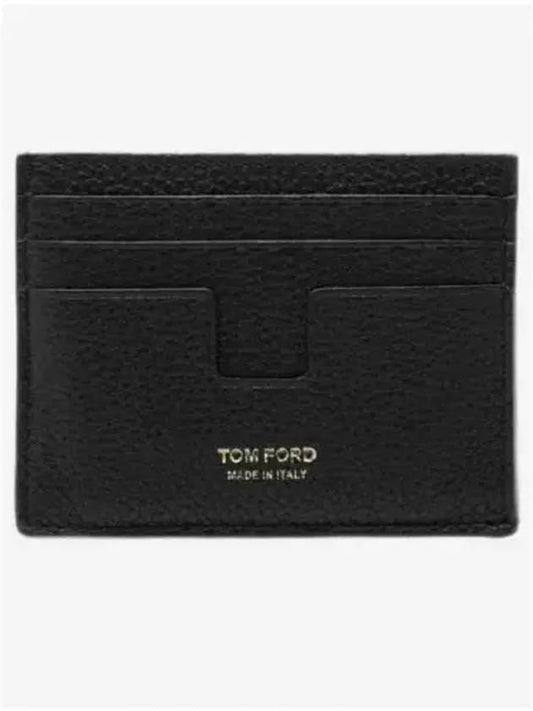 T-Line Logo Grain Leather Card Wallet Black - TOM FORD - BALAAN 2