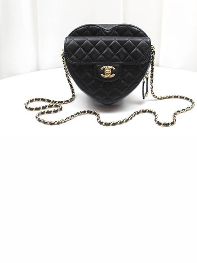 Heart chain bag large black gold AS3191 - CHANEL - BALAAN 2