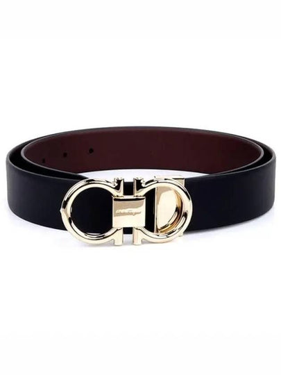 Gancini Reversible Adjustable Calfskin Leather Belt Black Chocolate - SALVATORE FERRAGAMO - BALAAN 2