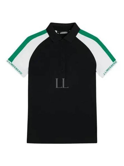 Women's Perinne Short Sleeve Polo Shirt Black - J.LINDEBERG - BALAAN 2