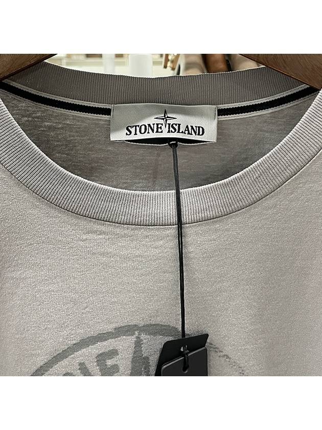 Men's Logo Print Crew Neck Short Sleeve T-Shirt Grey - STONE ISLAND - BALAAN 7