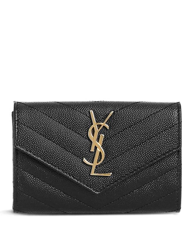 Monogram Envelope Small Half Wallet Black Gold - SAINT LAURENT - BALAAN 2