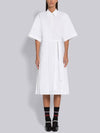 Belted Poplin Cotton Midi Dress White - THOM BROWNE - BALAAN 2