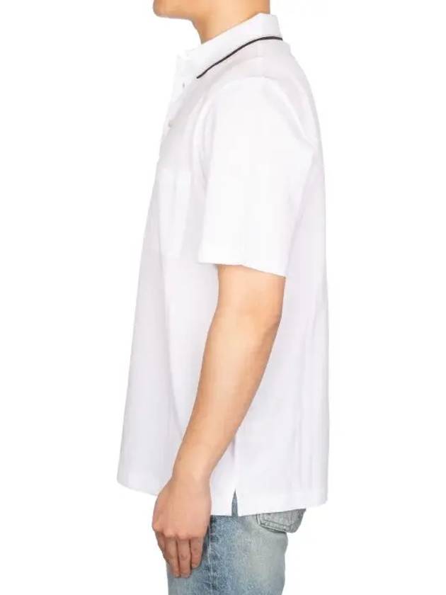 Piqures Sellier Collar Polo Shirt White - HERMES - BALAAN 5